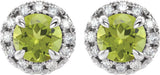 Platinum Round Natural Peridot French-Set Halo-Style Earrings - view 8
