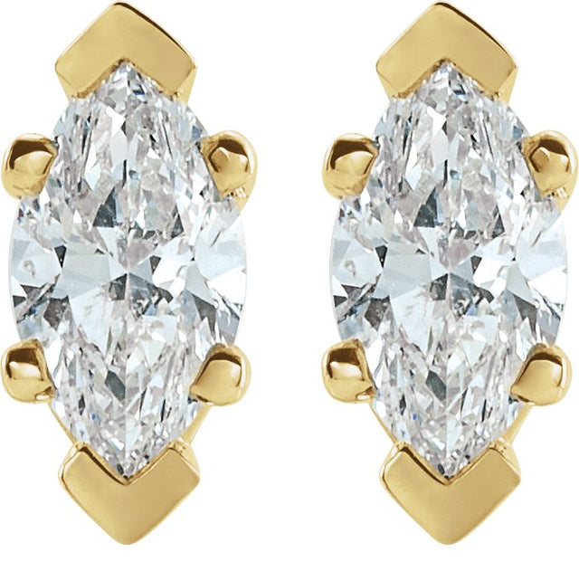 14K Gold Lab-Grown Diamond Marquise 6-Prong V-End Stud Earrings - Yellow Gold - view 6