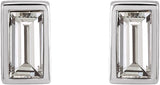 14K Gold Natural Diamond Straight Baguette Bezel-Set Stud Earrings - White Gold - view 8