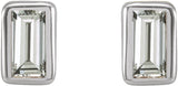 14K Gold Natural Diamond Straight Baguette Bezel-Set Stud Earrings - White Gold - view 8