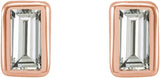 14K Gold Natural Diamond Straight Baguette Bezel-Set Stud Earrings - Rose Gold - view 8