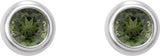Platinum Natural Green Tourmaline Round Micro Bezel-Set Stud Earrings – 2-2.5mm Stones - view 11