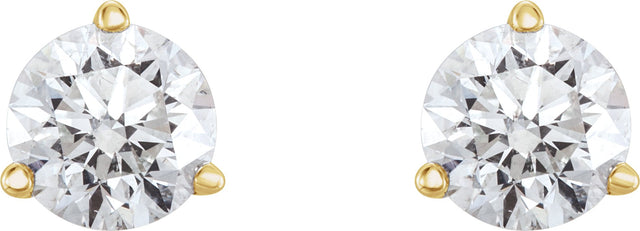 14K Gold Natural Diamond Round 3-Prong Cocktail-Style Stud Earrings II - Yellow Gold - view 4