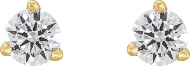 14K Gold Natural Diamond Round 3-Prong Cocktail-Style Stud Earrings II - Yellow Gold - view 4
