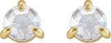 14K Gold Natural Diamond Round 3-Prong Claw Rose-Cut Stud Earrings - Yellow Gold - view 6