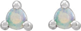 Platinum Natural White Opal Round 3-Prong Rose-Cut Stud Earrings - view 8