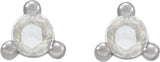 Platinum Natural Diamond Round 3-Prong Rose-Cut Stud Earrings - view 8