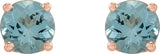 14K Gold Natural Aquamarine Round 4-Prong Stud Earrings – 4-6.5mm Stones - Rose Gold - view 4