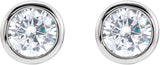 14K Gold Round White Cubic Zirconia Solitaire Bezel-Set Stud Earrings - White Gold - view 2
