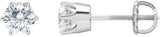 14K Gold White Cubic Zirconia Round 6-Prong Stud Earrings – 5.25-6.5mm Stones - White Gold