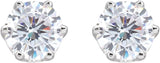 14K Gold White Cubic Zirconia Round 6-Prong Stud Earrings – 5.25-6.5mm Stones - White Gold - view 2