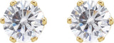 14K Gold White Cubic Zirconia Round 6-Prong Stud Earrings – 5.25-6.5mm Stones - Yellow Gold - view 2