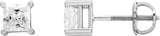 14K Gold White Cubic Zirconia Square 4-Prong Stud Earrings - White Gold