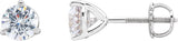 14K Gold White Cubic Zirconia Round 3-Prong Stud Earrings