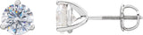 14K Gold White Cubic Zirconia Round 3-Prong Stud Earrings