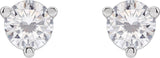 Platinum Lab-Grown Moissanite Round 3-Prong Stud Earrings - view 2