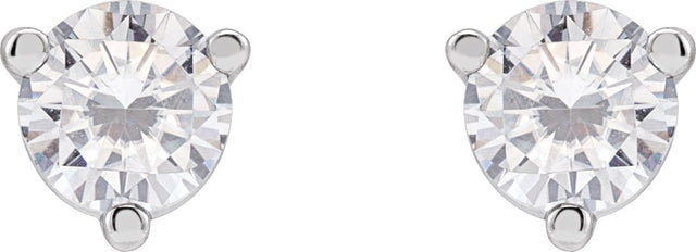 18K Gold Lab-Grown Moissanite Round 3-Prong Stud Earrings - White Gold - view 2