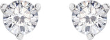 Platinum Lab-Grown Moissanite Round 3-Prong Stud Earrings - view 2