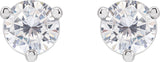 Platinum Lab-Grown Moissanite Round 3-Prong Stud Earrings - view 2
