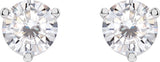 Platinum Lab-Grown Moissanite Round 3-Prong Stud Earrings - view 2