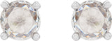 Platinum Natural Diamond Round 4-Prong Rose-Cut Stud Earrings - view 4