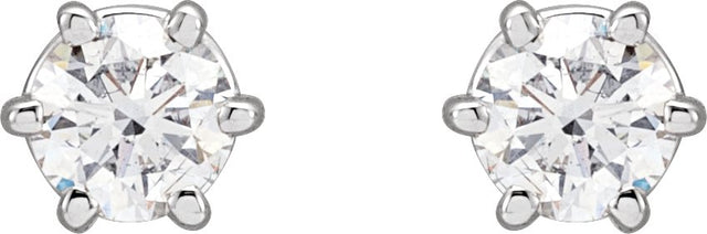 14K Gold Lab-Grown Diamond Round 6-Prong Stud Earrings - White Gold - view 6