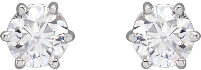 14K Gold Natural Diamond Round 6-Prong Stud Earrings - White Gold - view 6