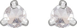Platinum Natural Diamond Round 3-Prong Claw Rose-Cut Stud Earrings - view 7