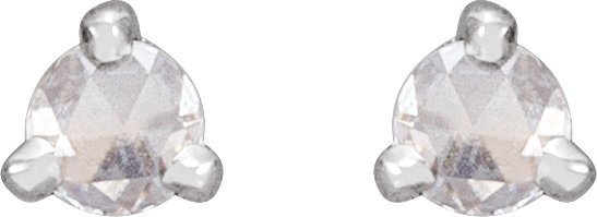 Platinum Natural Diamond Round 3-Prong Claw Rose-Cut Stud Earrings - view 7