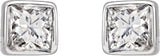 Platinum Natural Diamond Square Bezel-Set Stud Earrings - view 6