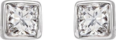 Platinum Natural Diamond Square Bezel-Set Stud Earrings - view 6