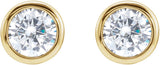 14K Gold Round White Cubic Zirconia Solitaire Bezel-Set Stud Earrings - Yellow Gold - view 2