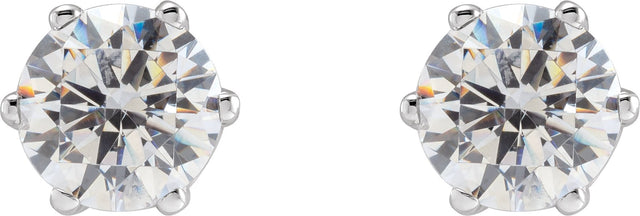 14K Gold White Cubic Zirconia Round 6-Prong Stud Earrings - White Gold - view 4