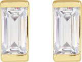 14K Gold Lab-Grown Diamond Straight Baguette Bezel-Set Stud Earrings - Yellow Gold - view 8