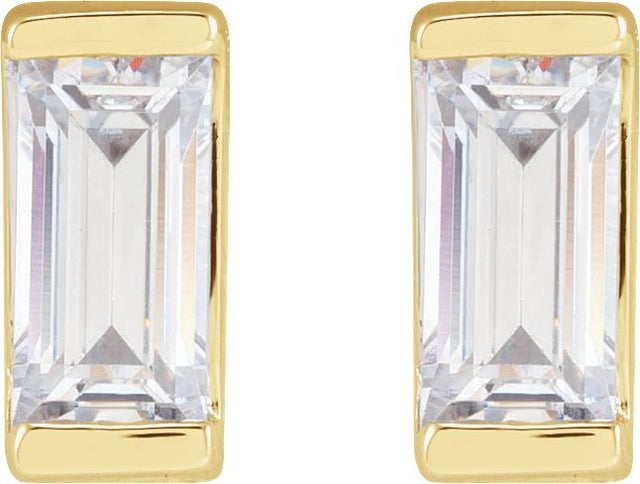 14K Gold Lab-Grown Diamond Straight Baguette Bezel-Set Stud Earrings - Yellow Gold - view 8