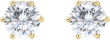 14K Gold White Cubic Zirconia Round 6-Prong Stud Earrings – 5.25-6.5mm Stones - Yellow Gold - view 2