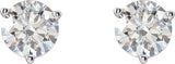 14K Gold Natural Diamond Round 3-Prong Stud Earrings - White Gold - view 8