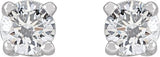 14K Gold Lab-Grown Diamond Round 4-Prong Stud Earrings - White Gold - view 6