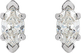Platinum Natural Diamond Marquise 6-Prong V-End Stud Earrings - view 6