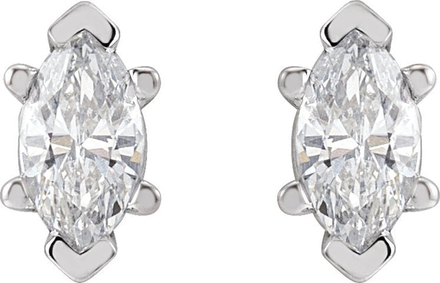 14K Gold Lab-Grown Diamond Marquise 6-Prong V-End Stud Earrings - Yellow Gold - view 6