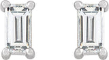 Platinum Natural Diamond Straight Baguette 4-Prong Stud Earrings - view 6