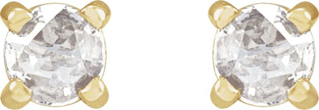 14K Gold Natural Diamond Round 4-Prong Claw Rose-Cut Stud Earrings - Yellow Gold - view 6