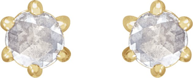 14K Gold Natural Diamond Round 6-Prong Rose-Cut Stud Earrings - Yellow Gold - view 4