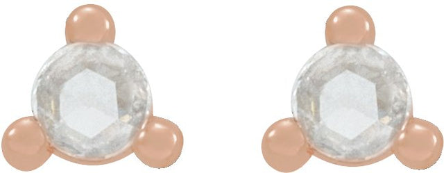 14K Gold Natural Diamond Round 3-Prong Rose-Cut Stud Earrings - Rose Gold - view 8