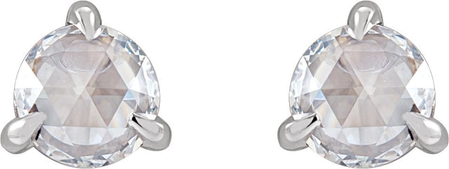14K Gold Natural Diamond Round 3-Prong Claw Rose-Cut Stud Earrings - White Gold - view 6