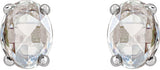 Platinum Natural Diamond Oval 4-Prong Rose-Cut Stud Earrings - view 4