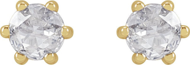14K Gold Natural Diamond Round 6-Prong Rose-Cut Stud Earrings - Yellow Gold - view 4