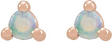14K Gold Natural White Opal Round 3-Prong Rose-Cut Stud Earrings - Rose Gold - view 8
