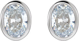 14K Gold Lab-Grown Diamond Oval Bezel-Set Stud Earrings - White Gold - view 6