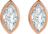 14K Gold Natural Diamond Marquise Bezel-Set Stud Earrings - Rose Gold - view 4